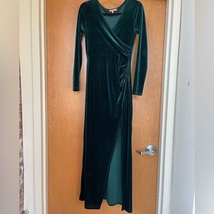 Emerald velvet maxi dress